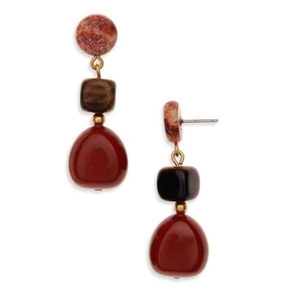NWT Madewell Statement Stone Earrings In Red - Picture 2 of 6